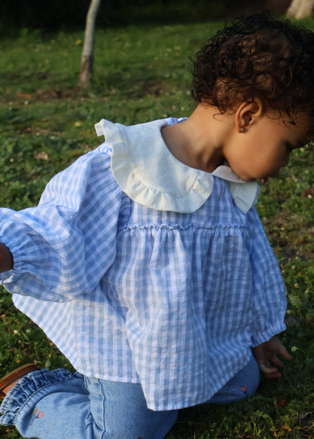 Girls Sunday Blouse- Icy Blue