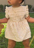 Girls Keepsake Dress & Matching Bloomers Set- Sand Beige