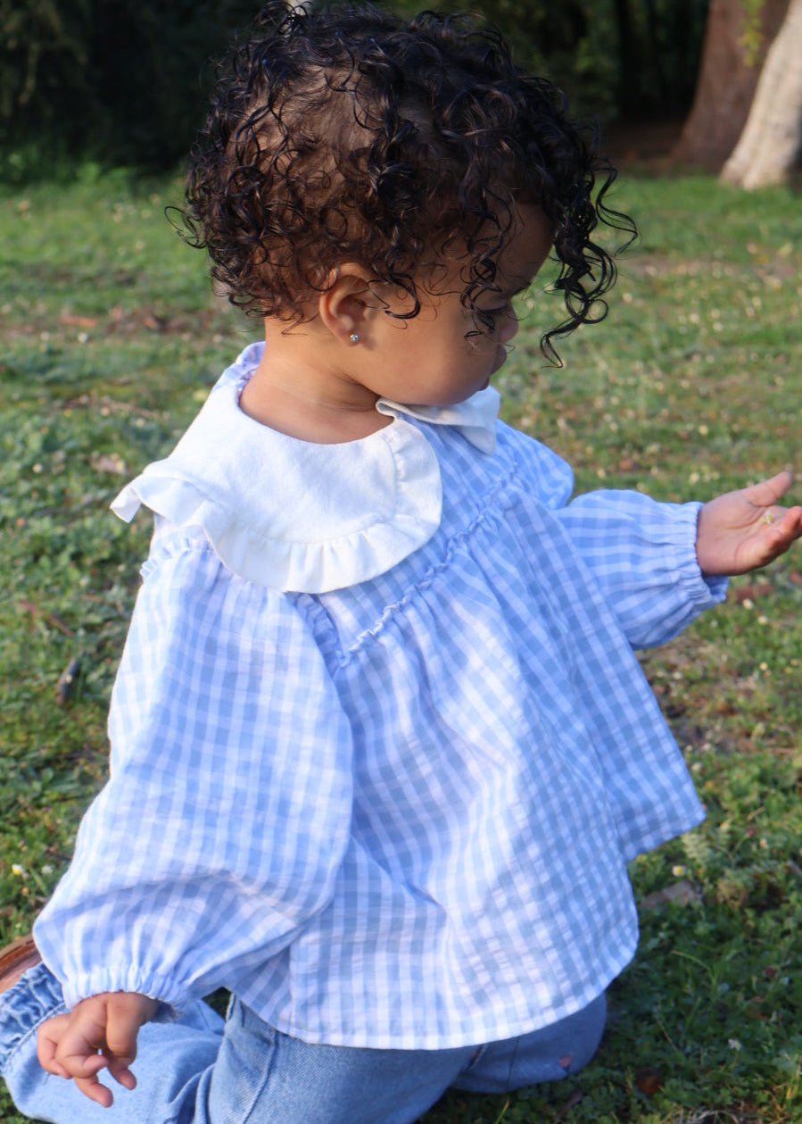 Girls Sunday Blouse- Icy Blue