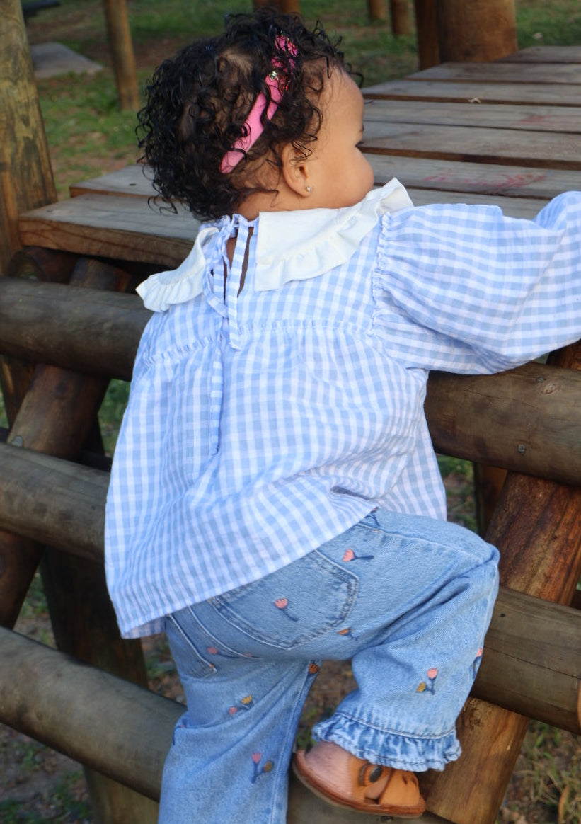 Girls Sunday Blouse- Icy Blue