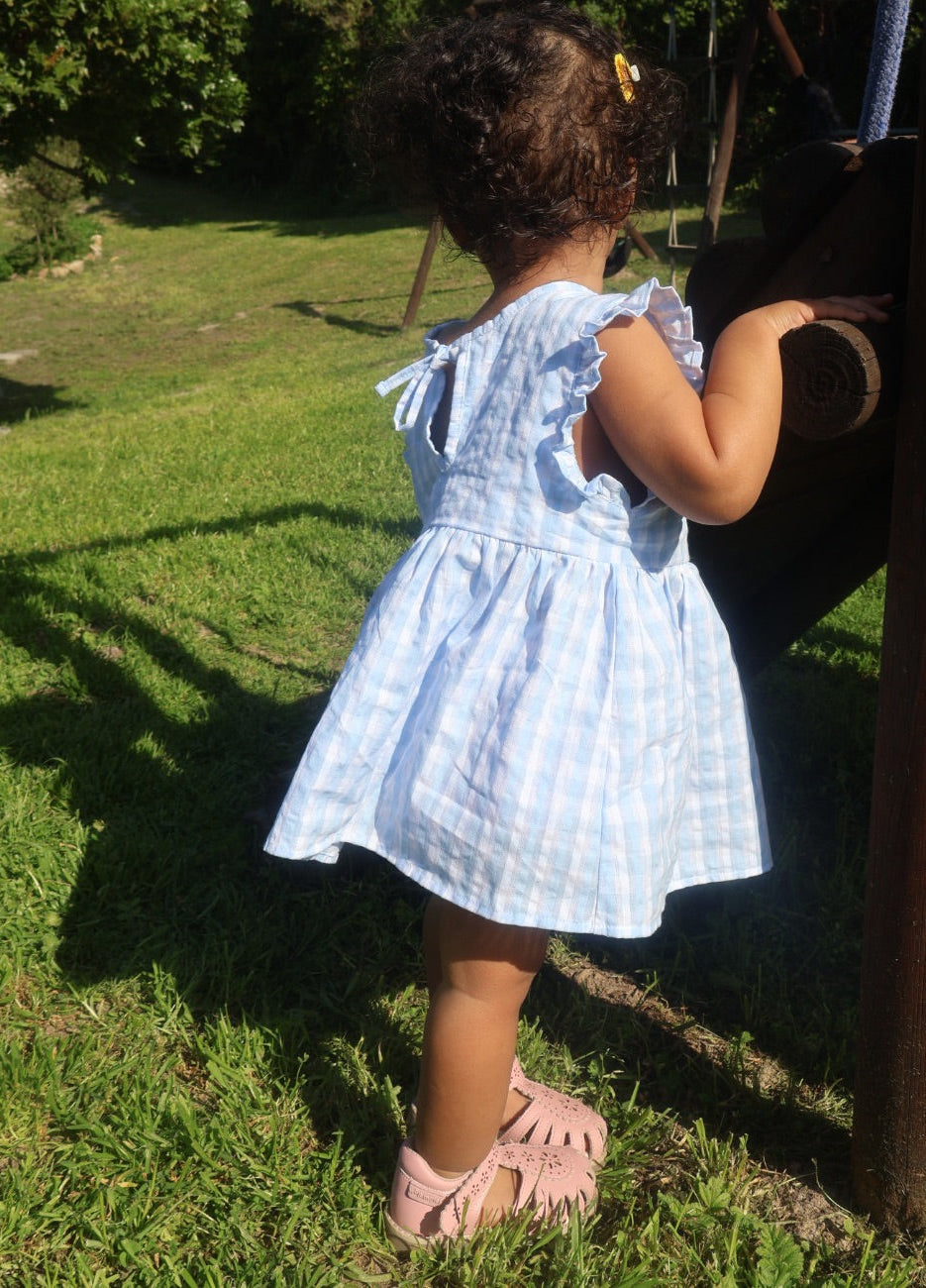 Girls Keepsake Dress & Matching Bloomers Set- Icy Blue