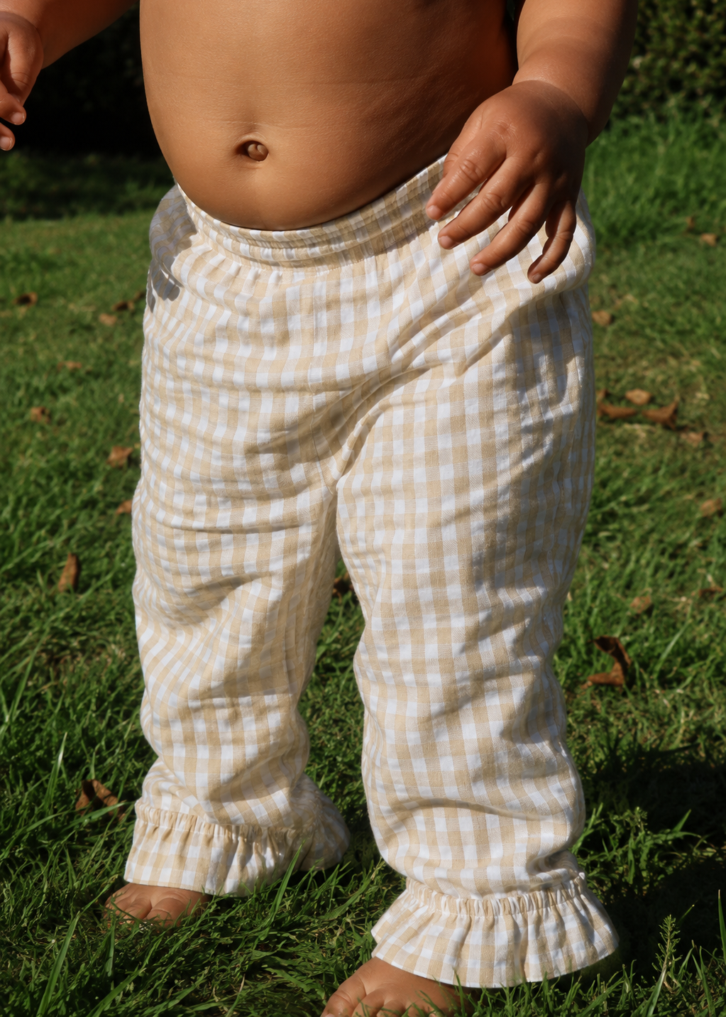 Frill Hem Pants- Sand Beige